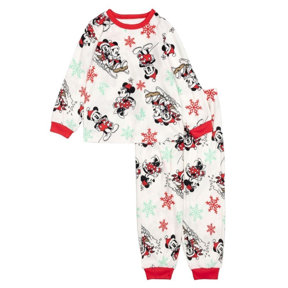 Disney's Mickey Mouse And Minnie Mouse Toddler 2-Piece Holiday Pajama Set